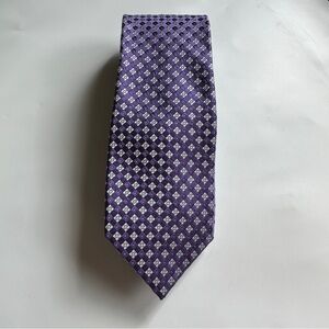 Michael Kors Geometric Purple and Silver Silk Tie